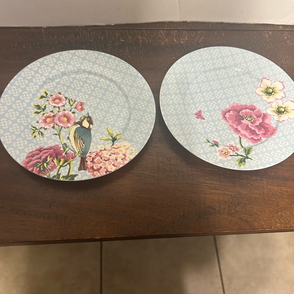 The English Table Bone China Set of 4 Flowers/Bird plates